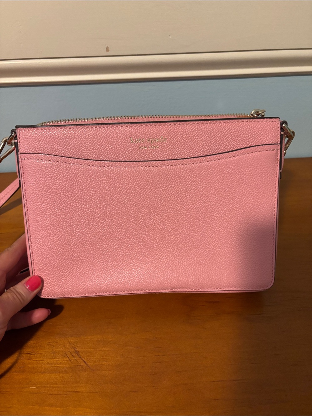 kate spade Pink Pebbled Leather Crossbody Bag with Gold Hardware